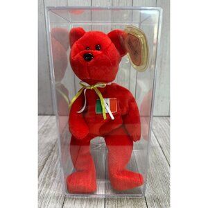 Vtg TY Beanie Baby Osito Mexican Bear Plush Stuffed Animal Toy with Display Case